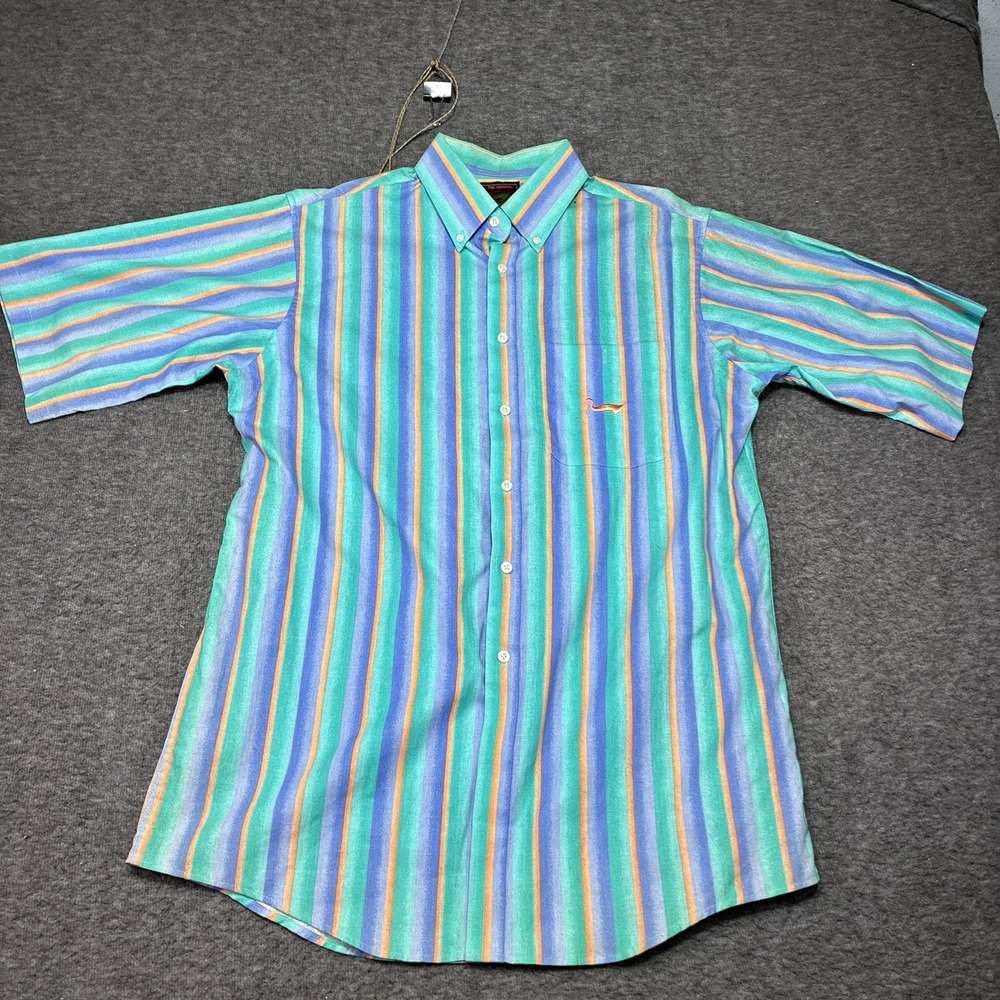 Vintage 90's Button Up Shirt Duxbak Original Colorful‎ Striped Large L